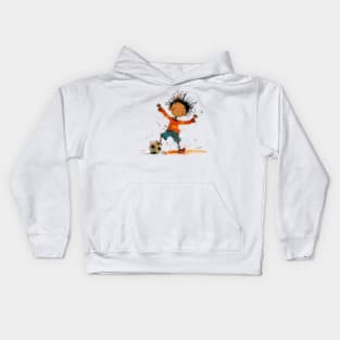 Little Boy Playing Soccer Kids Hoodie